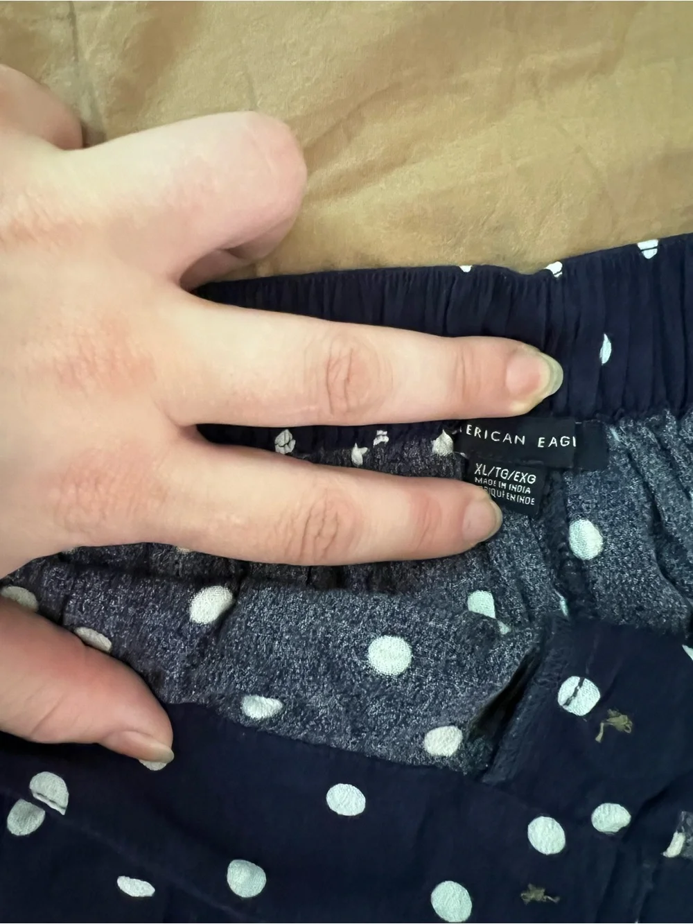 American Eagle Outfitters Navy with White Polka Dot Wide-Leg Pants